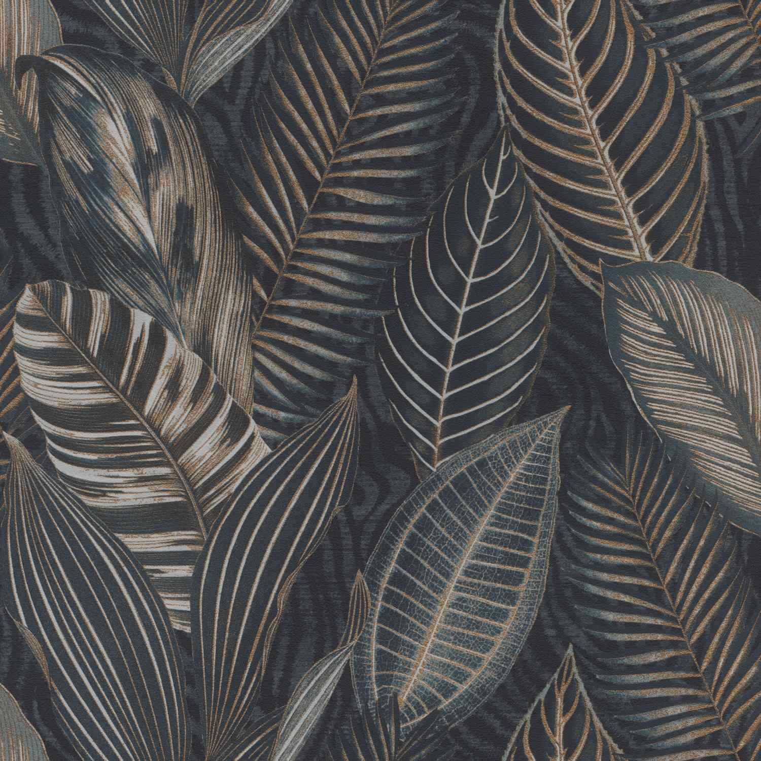 Rasch Reina Africana III 751840 Papel pintado no tejido Botánico 0,53 x 10,05 m Azul Dorado