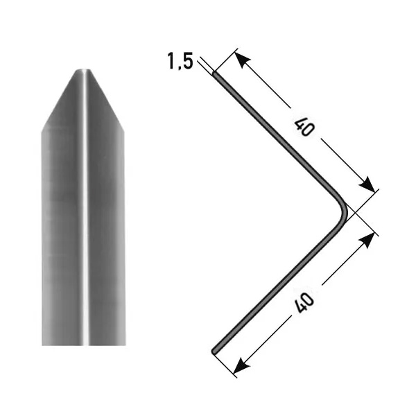 Perfiles de construcción y montaje Auer Frontera B 40-50 mm, cantonera de protección de esquinas, acero inoxidable de triple plegado.