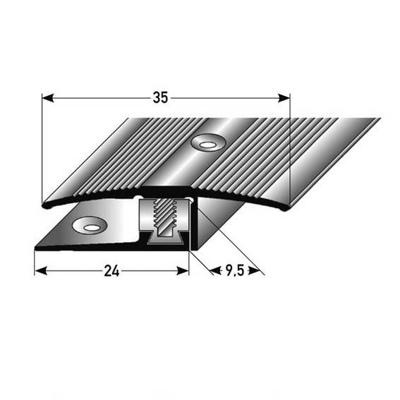 Perfil de transición Auer Vernon B, altura de borde de 35 mm, 7-17 mm, tira de transición, aluminio anodizado
