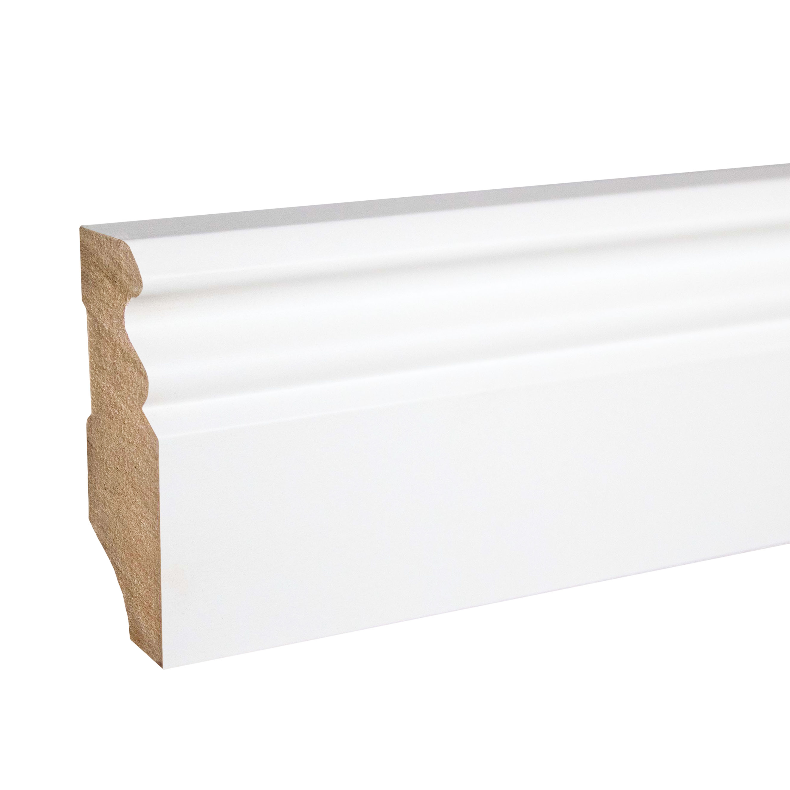 PROVISTON Rodapié Hamburgo 19 x 58 x 2500 mm Revestido con lámina Rodapié Perfil Berlín MDF blanco