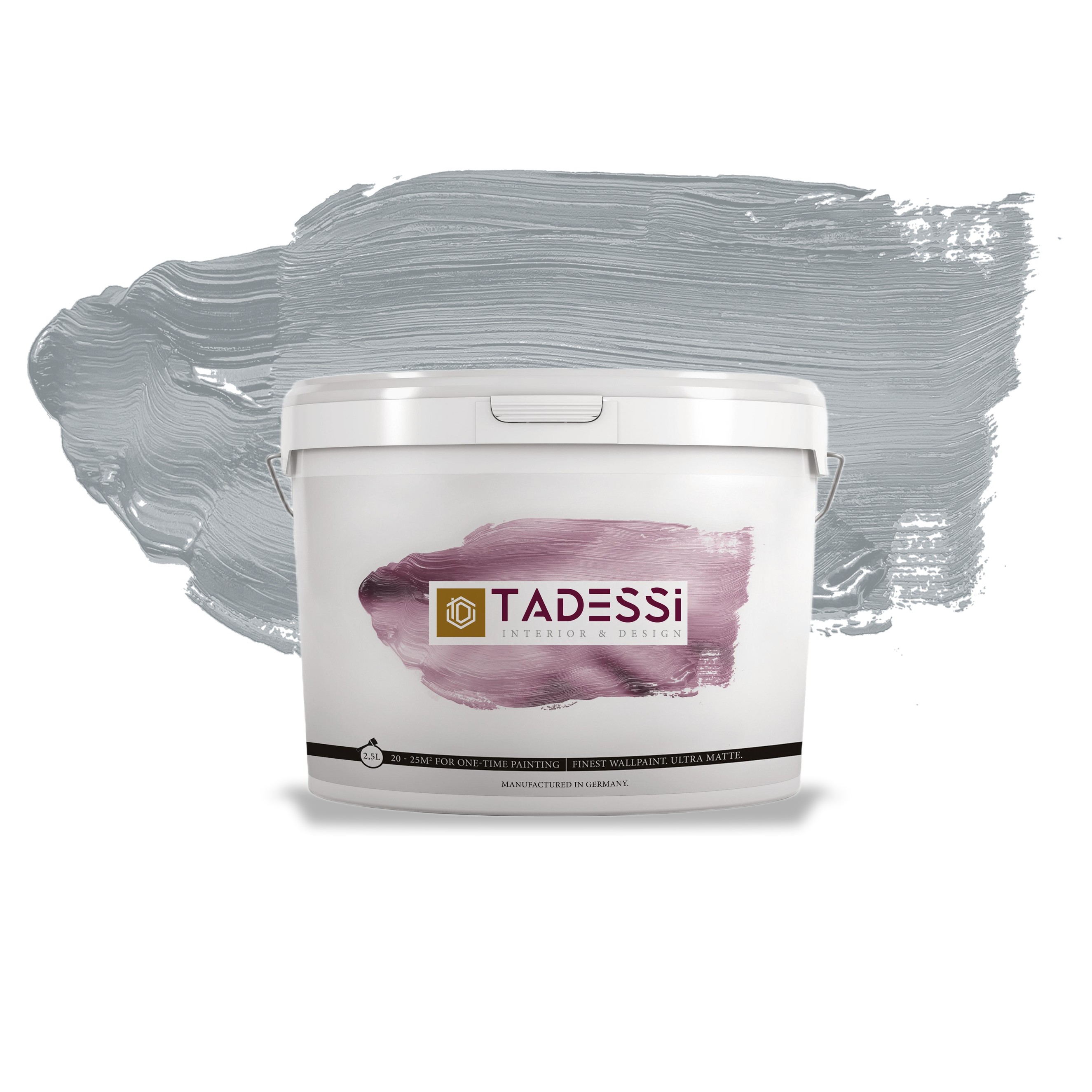 TADESSI Color Vista - Pintura de pared gris - Gris humo - Pintura interior mate - Pintura de dispersión de alta calidad