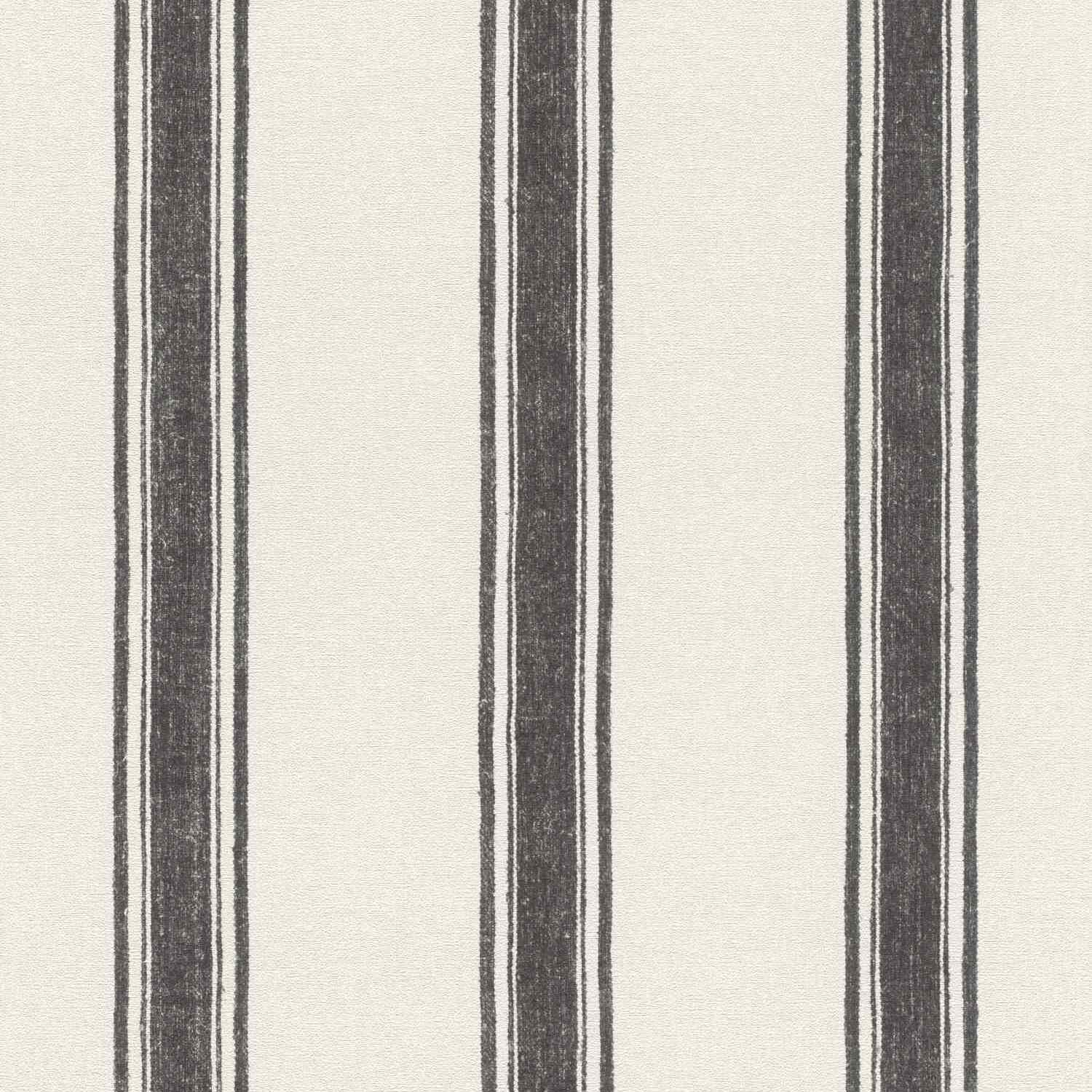 Rasch Lirico 555639 Papel pintado no tejido Diseño a rayas 0,53 x 10,05 m Negro Blanco