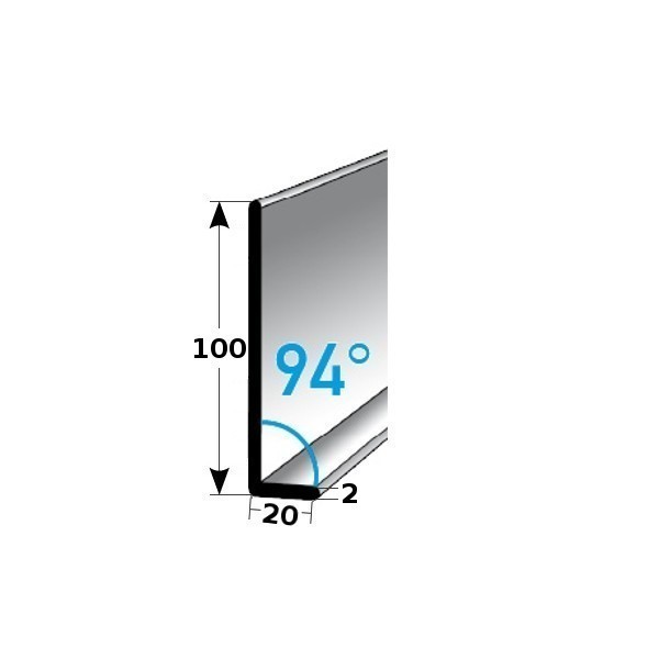Rodapié metálico Auer, 100 mm de alto, ángulo de 94°, rodapié de aluminio, impermeable, moderno