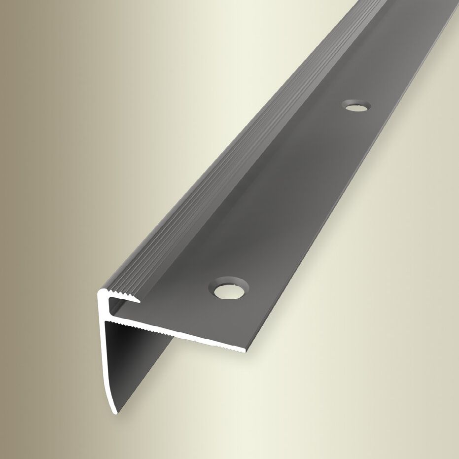 Perfiles angulares y de canto para escaleras Küberit, 27 mm de ancho, 2500 mm de largo, 3 mm de altura de canto, aluminio anodizado