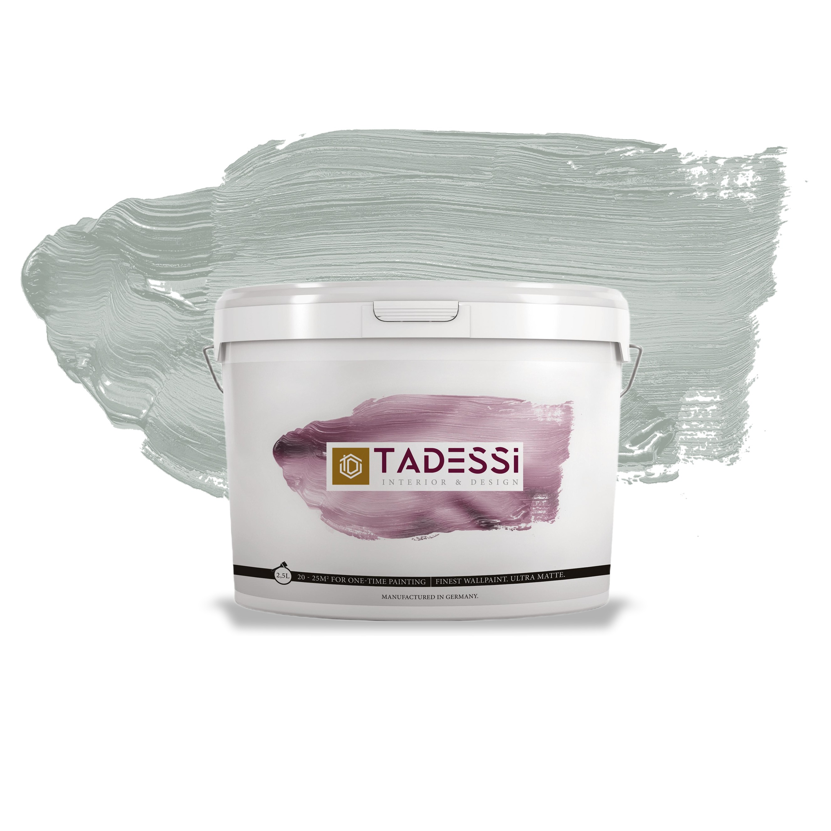 TADESSI Color Vista - Pintura de pared gris pastel - Gris suave - Pintura interior mate - Dispersión de alta calidad