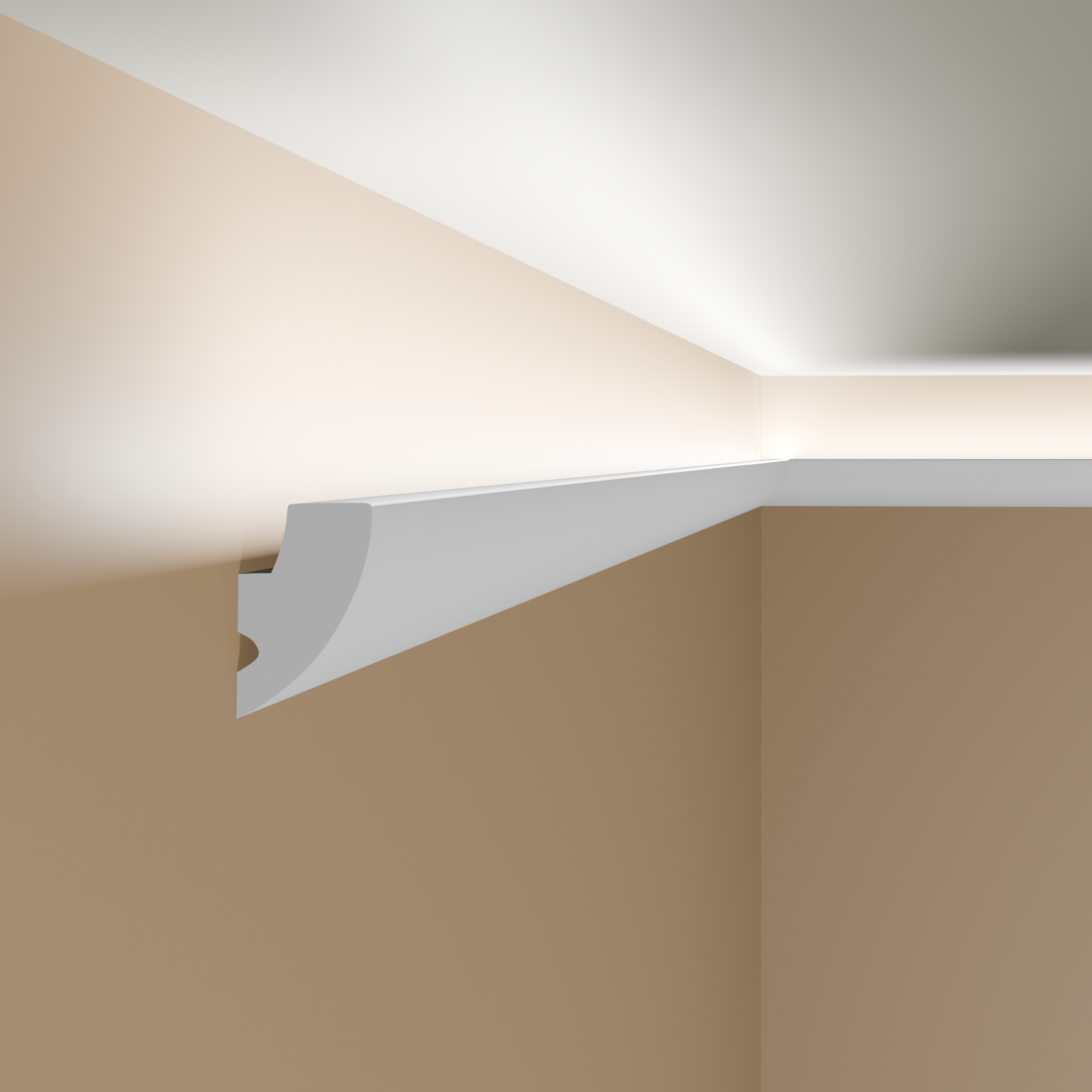 Wiesemann Moldura de cornisa Fusara Poliestireno 40 x 70 x 2000 mm Moldura de techo Blanca