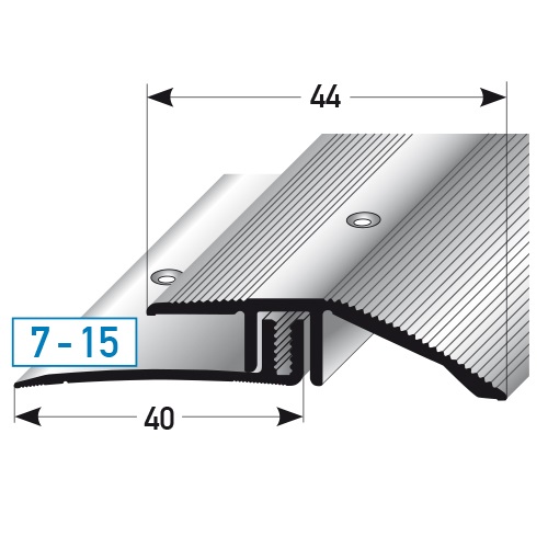 Perfiles de altura y ajuste PROVISTON Vancouver B, altura de borde de 44 mm, ajuste de 7 a 15 mm, aluminio anodizado