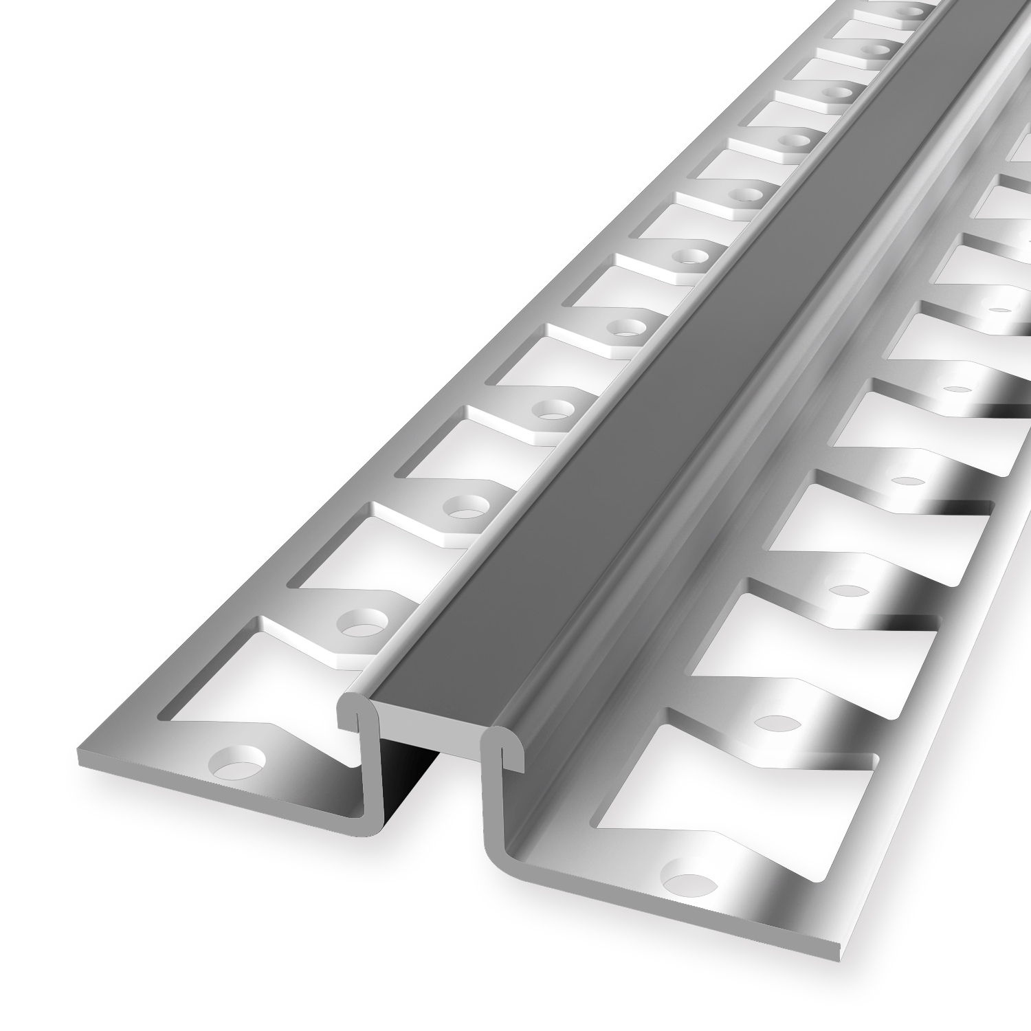 Perfil de junta de dilatación 11,8 x 51 mm, altura de borde 10,3 mm, perfil de baldosa, cerrado, perforado, Küberit