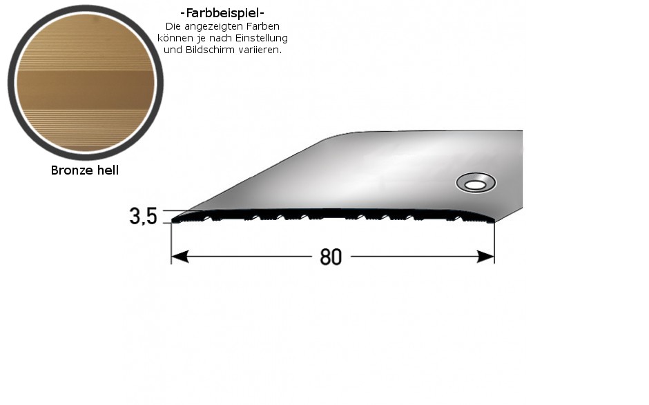 Perfil de transición PROVISTON, altura 3,5 mm, ancho 80 mm, tira de transición, aluminio
