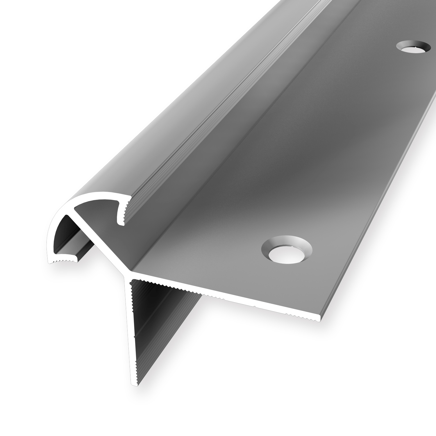 Perfil de borde de escalera 40 x 50 x 2500 mm, perfil angular de aluminio, liso, avellanado, perforado, Küberit