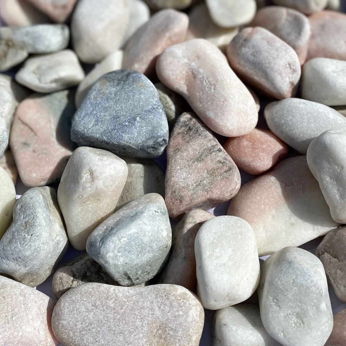 Grava Flamingo de 20 a 40 mm, grava decorativa, mármol rosa, gris y blanco envejecido, piedra natural GSH