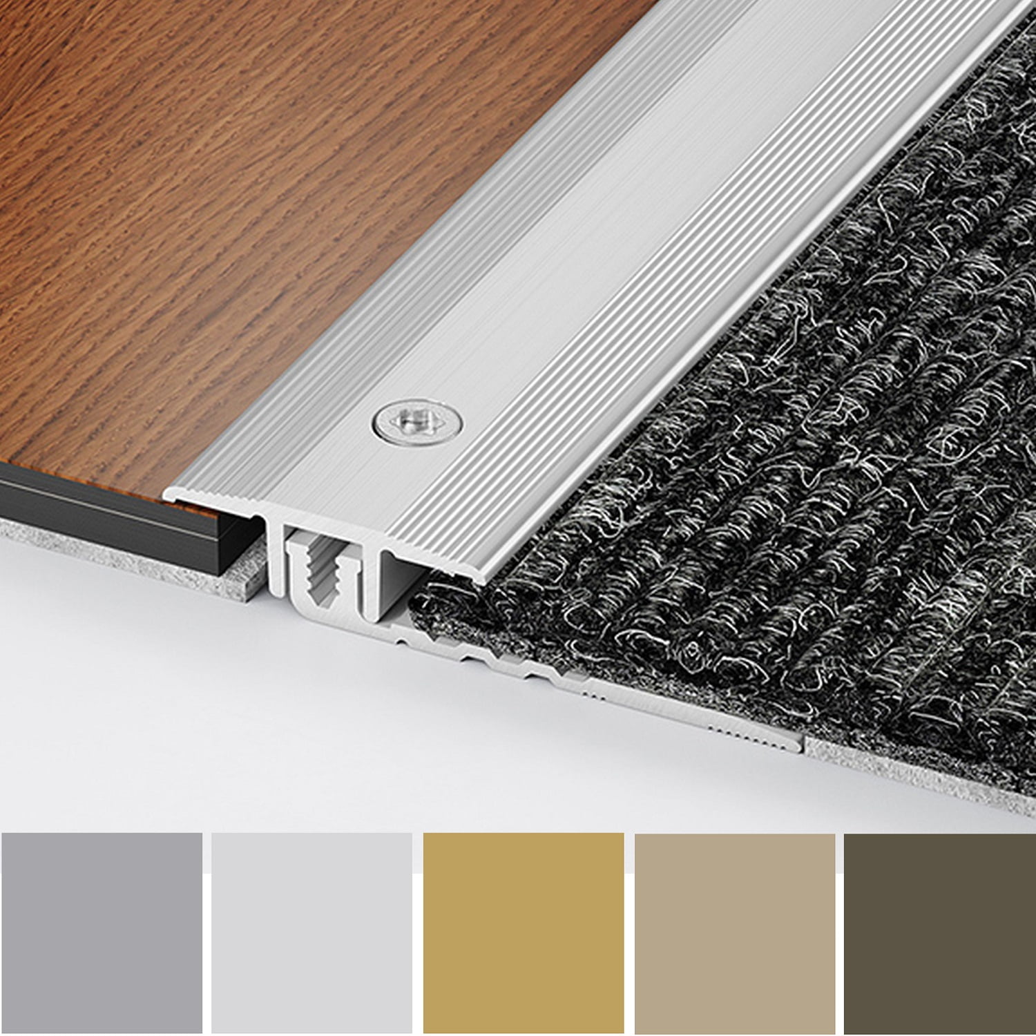 Perfil de transición PROVISTON, ancho 40 mm, altura de borde 4 - 9,5 mm, tira de transición