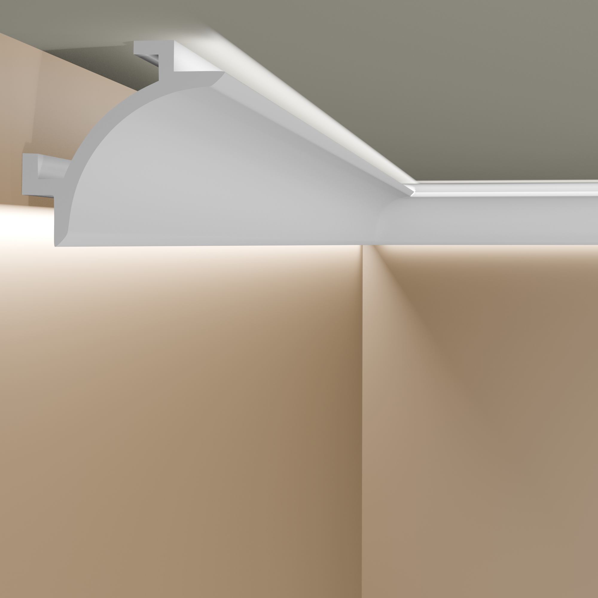Mardom Tira de luz LED "QL001" 147 x 147 x 2000 mm Blanco Moldura de techo Moldura de cornisa Moderno