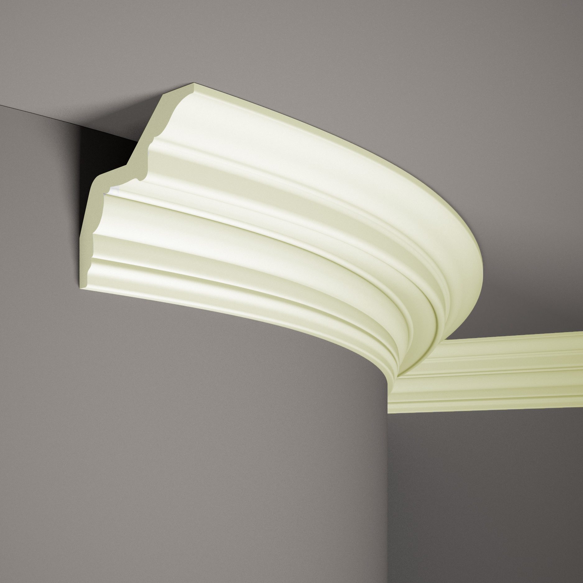 Moldura de techo flexible Mardom MDB169F Profoam 126 x 124 x 2000 mm Moldura de estuco blanca flexible