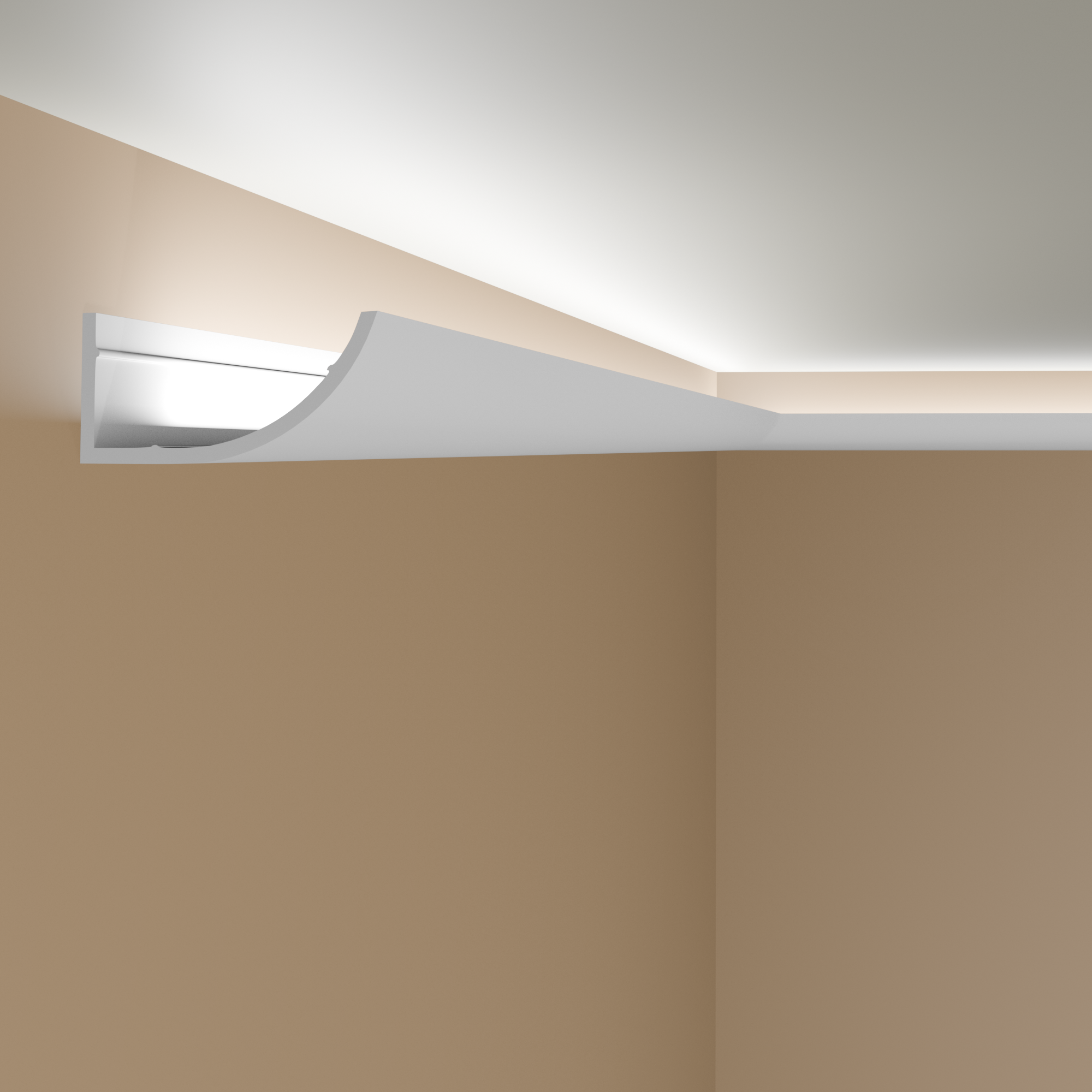 PROVISTON Tira de luz LED "NE362" 86 x 172 x 2000 mm Blanco Moldura de techo Moldura de cornisa