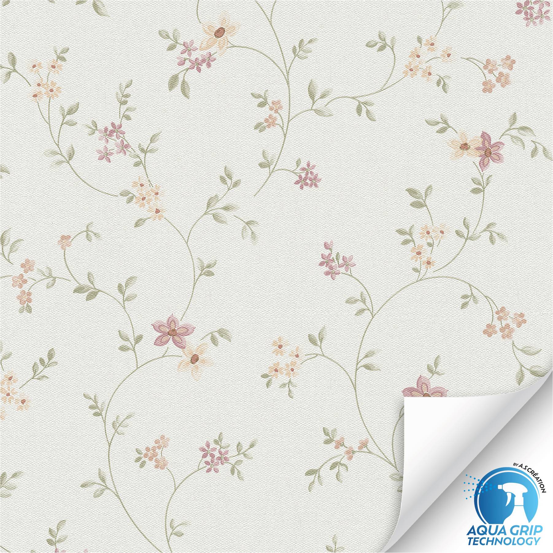 Papel pintado no tejido 784551 WOW con diseño floral preencolado blanco A.S. Création