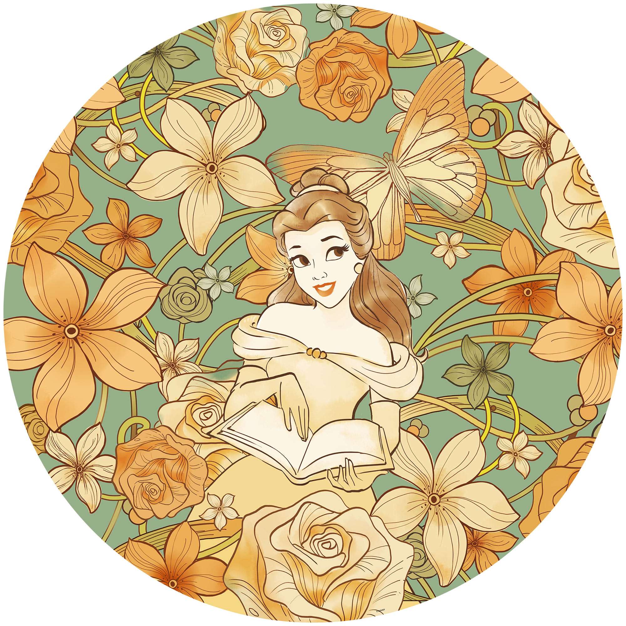 Papel pintado fotográfico Komar Disney Dot Belle Espíritu de Otoño 125 x 125 cm Tejido no tejido Autoadhesivo La Bella y la Bestia