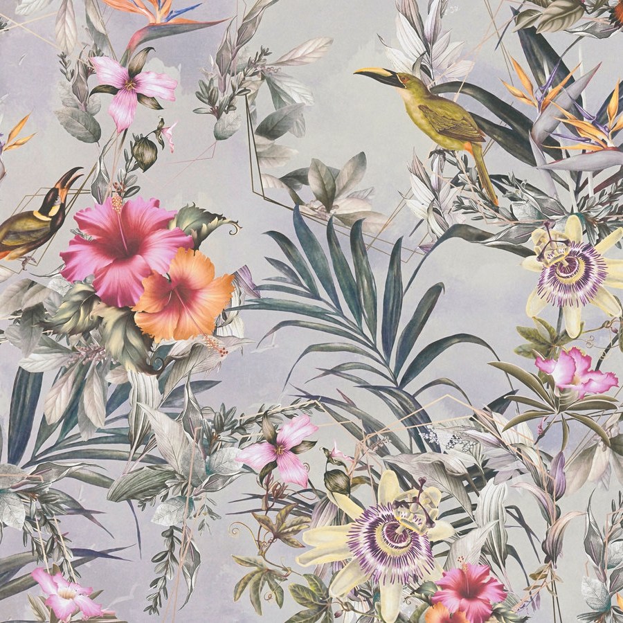 A.S. Creation Dream Flowery 381782 Papel pintado no tejido Diseño floral 0,53 x 10,05 m Gris Naranja