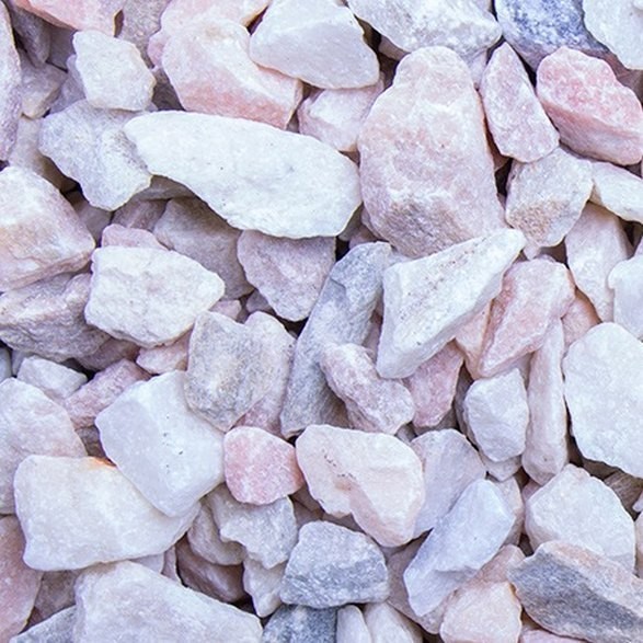 Piedra de mármol natural Rosario Splitt Premium Grava 8-16 mm, blanca y rosa, para jardín (GSH)