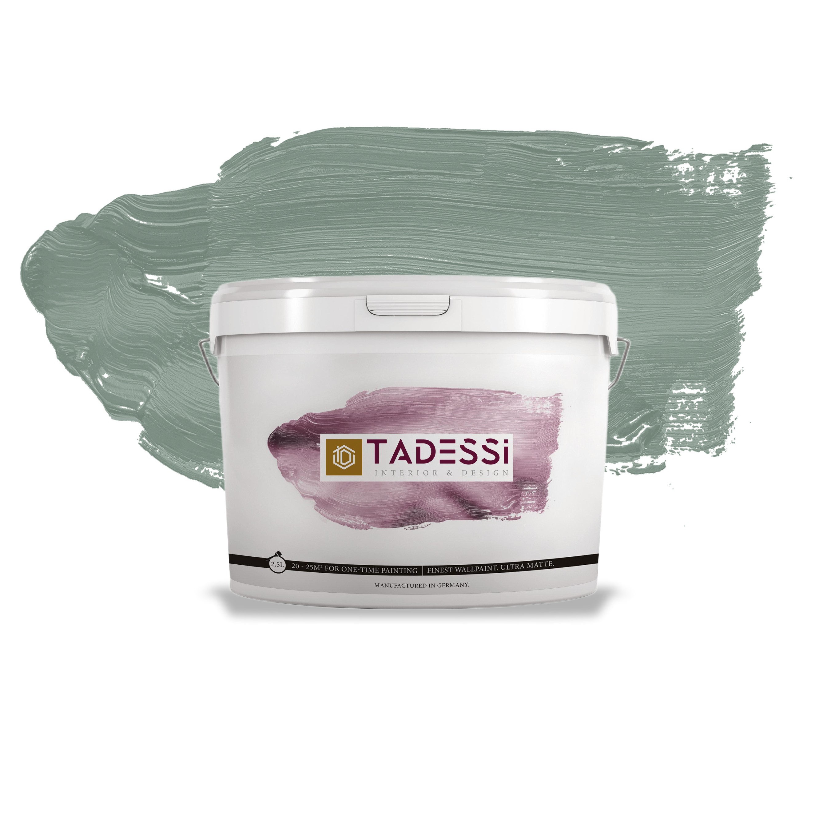 TADESSI Color Vista - Pintura de pared gris - Gris eucalipto - Pintura interior mate - Dispersión de alta calidad
