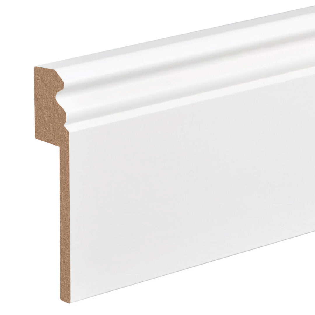 Kosche Perfil de cubierta para azulejos MDF 78252 16 x 100 x 2500 mm Blanco Revestido con lámina Perfil Hamburgo