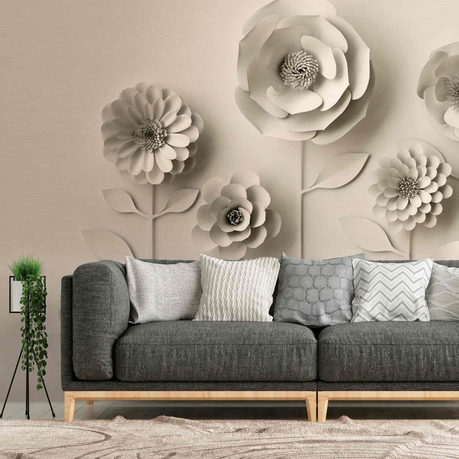 Papel pintado fotográfico A.S. Creation The Wall 382931 Un motivo por rollo Diseño floral Beige