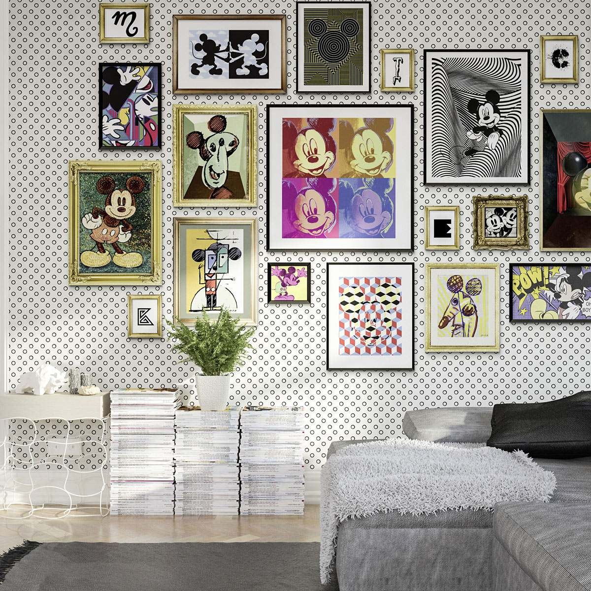 Papel pintado fotográfico Komar, colección Disney Mickey Art, 250 x 400 cm, impresión digital, tejido no tejido, diseño artístico