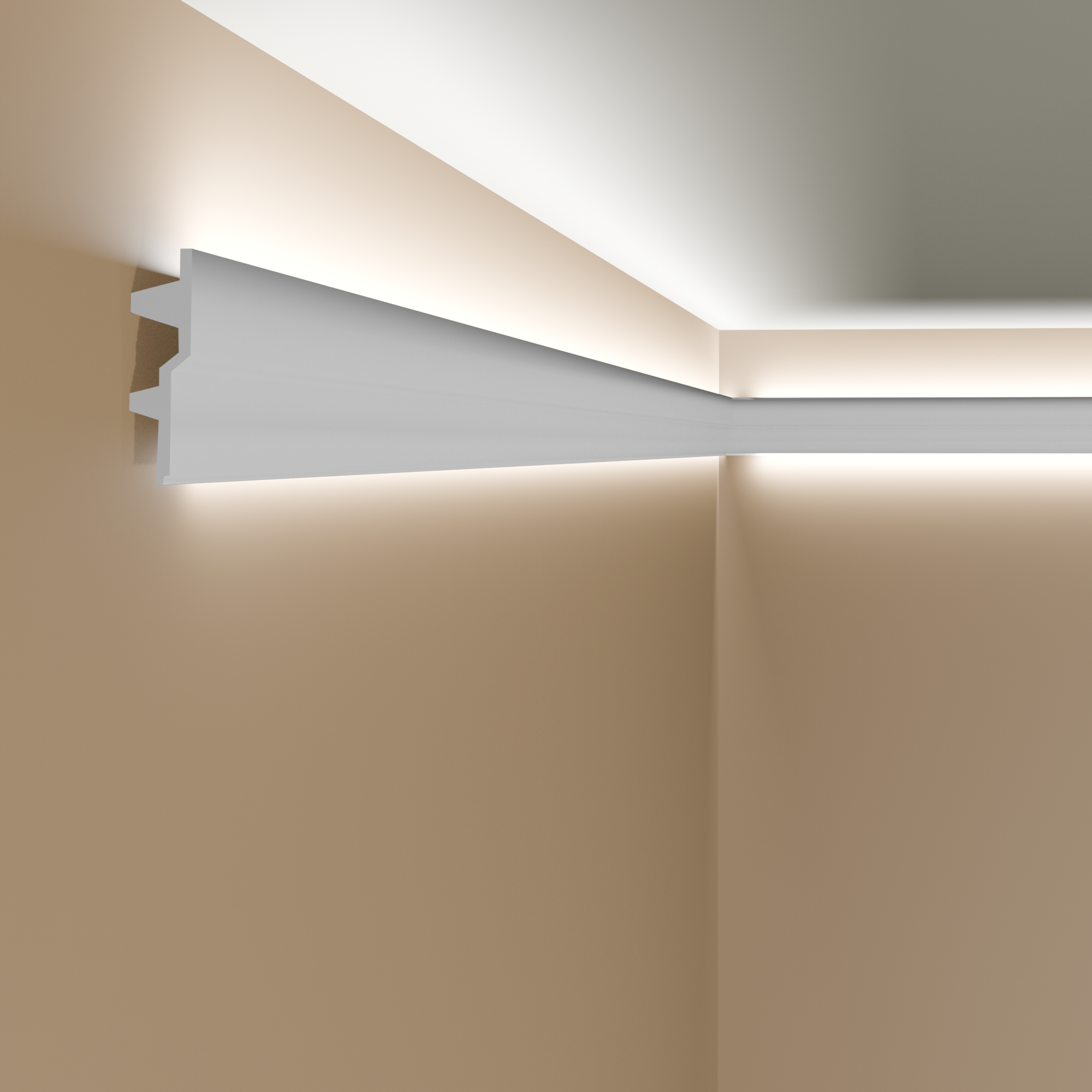 Moldura de techo Mardom MDB150 Profoam 40 x 150 x 2000 mm Cornisa blanca con tira de luz para iluminación indirecta