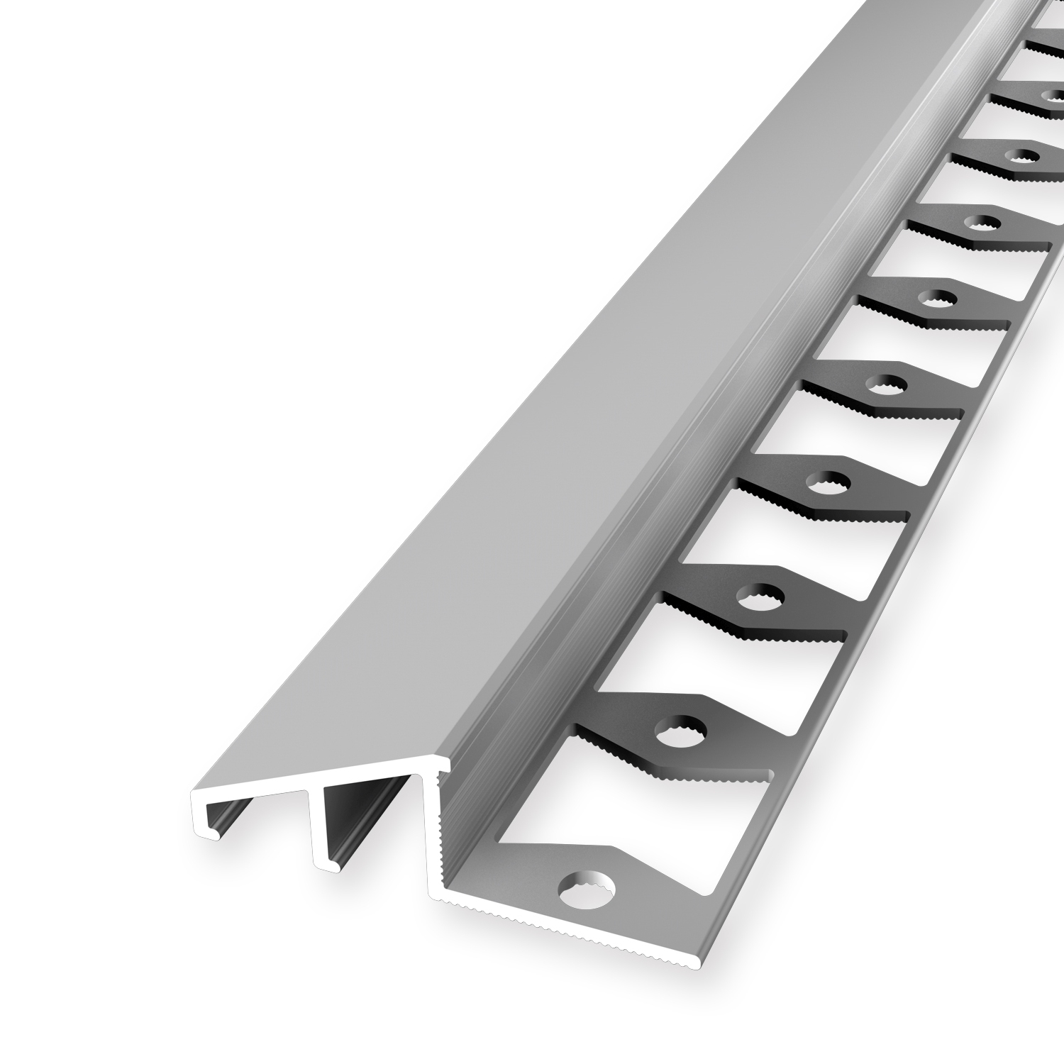 Perfil de compensación 12,5 x 23 x 2500 mm, altura del borde 12,5 mm, perfil de rampa, perfil de ajuste, perforado, Küberit
