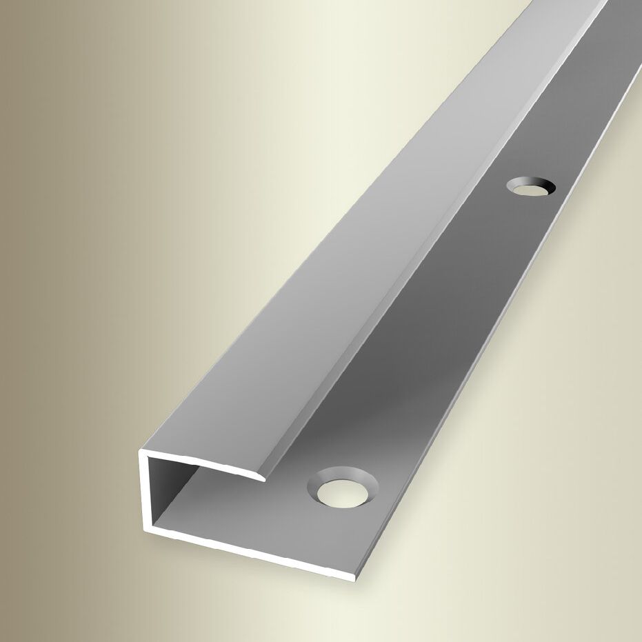 Perfiles de remate y canto Küberit, ancho 23 mm, longitud 2700 mm, altura de canto 6 - 15,5 mm, aluminio anodizado