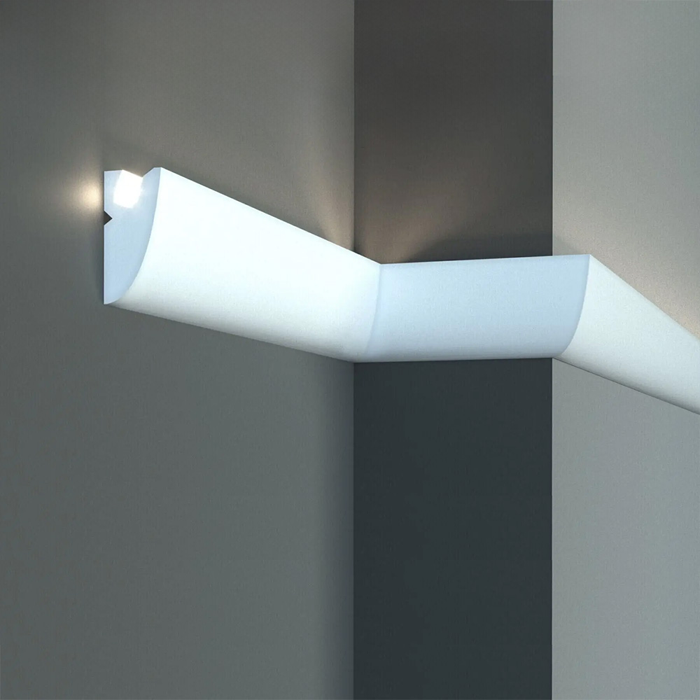 Tira de luz decorativa Elite Decor KD304 de poliestireno, 45 x 95 x 1150 mm, blanca. Tira decorativa de pared.