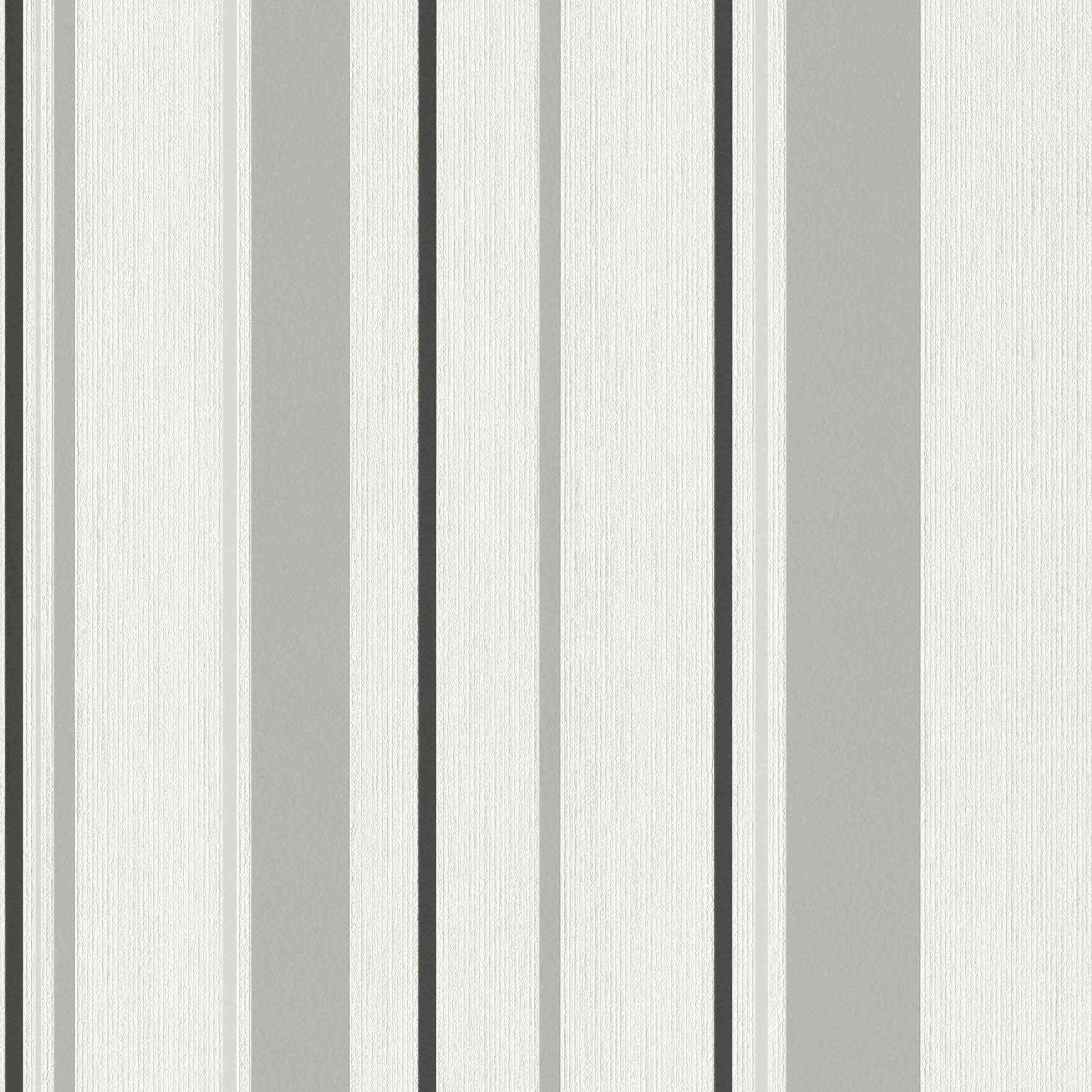 Rasch #ROCKNROLLE 536256 Papel pintado no tejido Diseño a rayas 0,53 x 10,05 m Gris
