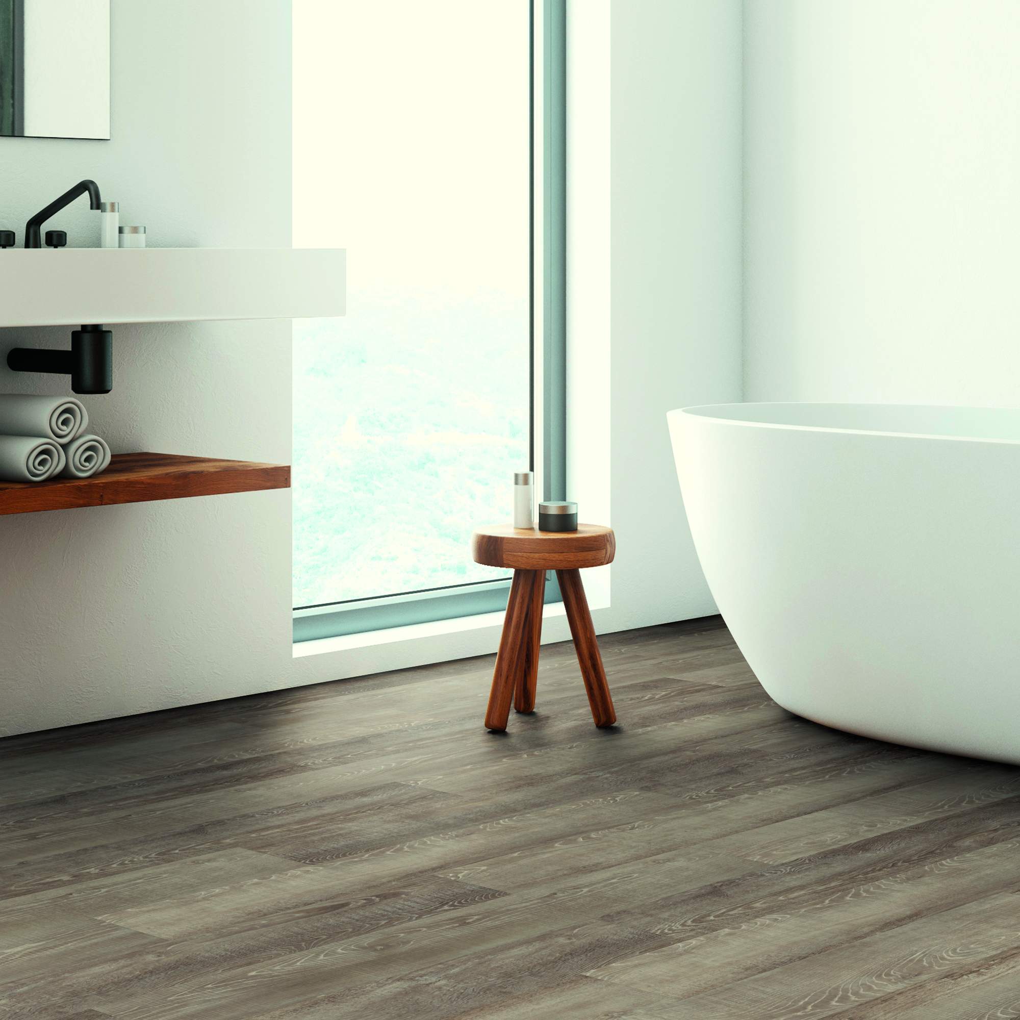Suelo vinílico 24H3 HDF 8233H, diseño 1235 x 230 x 11 mm, clic, imitación madera, gris NKL32