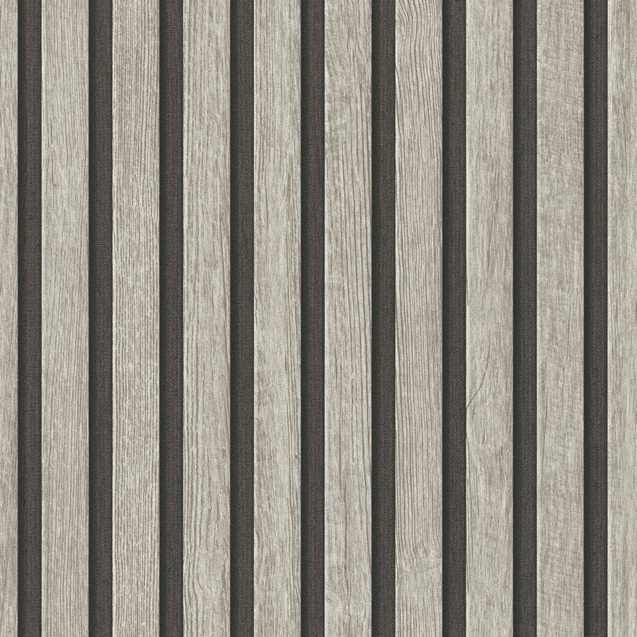 A.S. Creation Paneles de madera Listones 391092 Papel pintado no tejido Rayas 0,53 x 10,05 m Gris