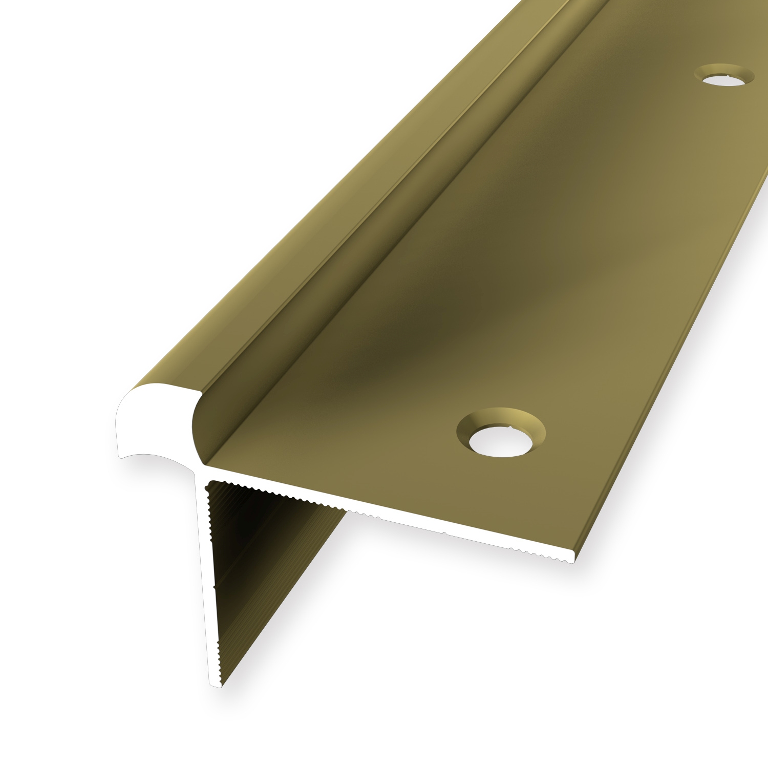 Perfil de borde de escalera de aluminio de 33 x 43 mm, perfil angular liso avellanado y perforado Küberit