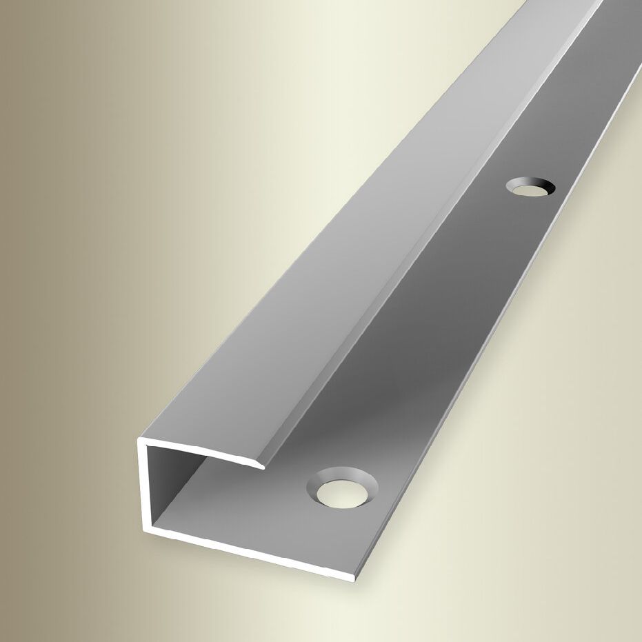 Perfiles de remate y canto Küberit, ancho 23 mm, longitud 2700 mm, altura de canto 6 - 15,5 mm, aluminio anodizado