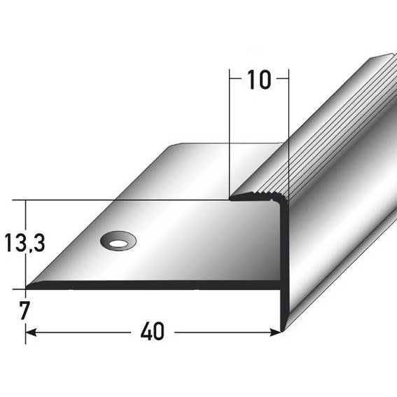 Perfiles de canto y acabado Auer Embrun B, altura de canto de 40 mm, aluminio anodizado de 13,3 mm