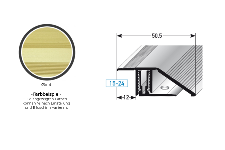 Perfiles de altura y ajuste PROVISTON Bellingham B, altura de borde de 50,5 mm, de 15 a 24 mm, aluminio anodizado