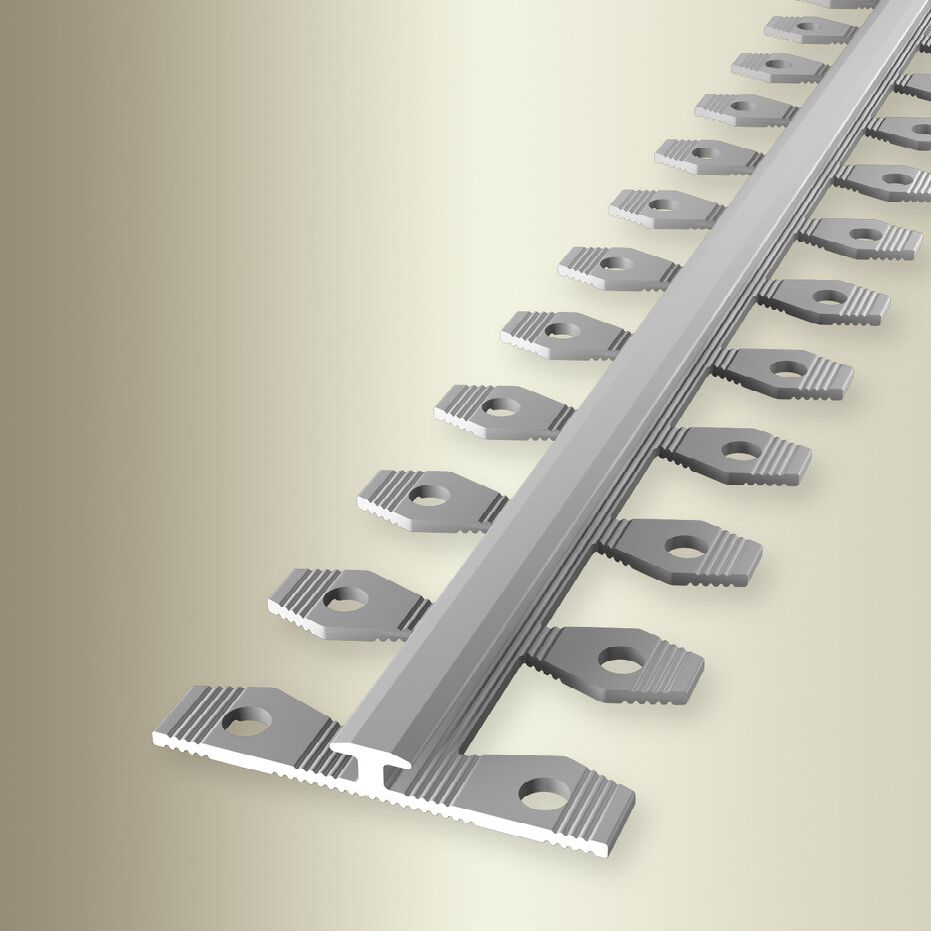 Perfiles de canto y acabado Küberit, 5 mm de alto, 34 mm de ancho, 2700 mm de largo, altura del canto: 2,5 mm, aluminio anodizado.