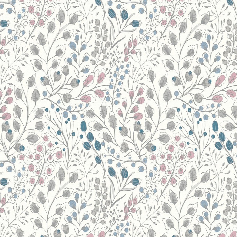 A.S. Creation Atractivo 2 388472 Papel pintado no tejido Diseño floral 10,05 x 0,53 m Blanco