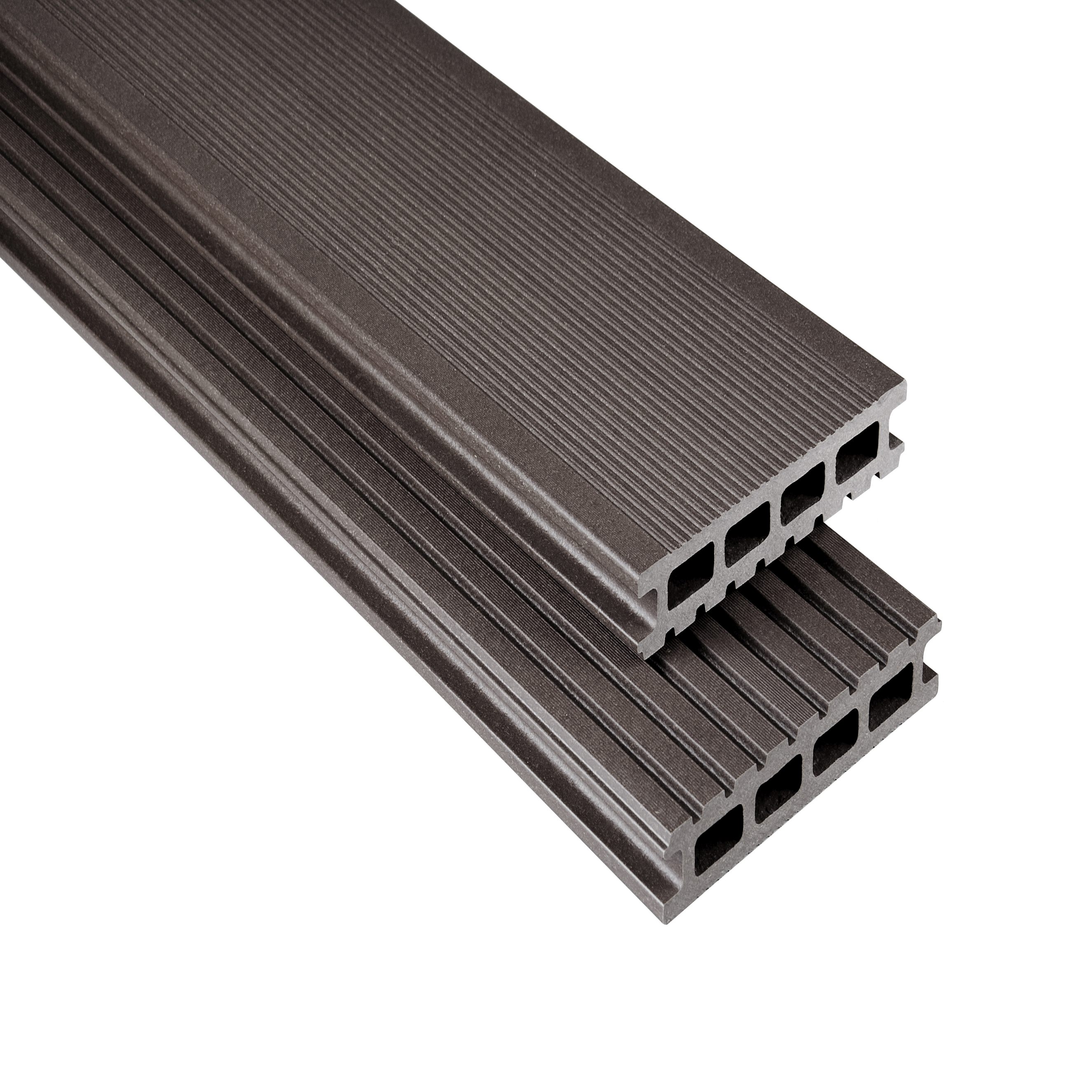 Tabla de tarima WPC de 14,5 x 2,6 cm, tablón hueco estándar gris-marrón Kovalex