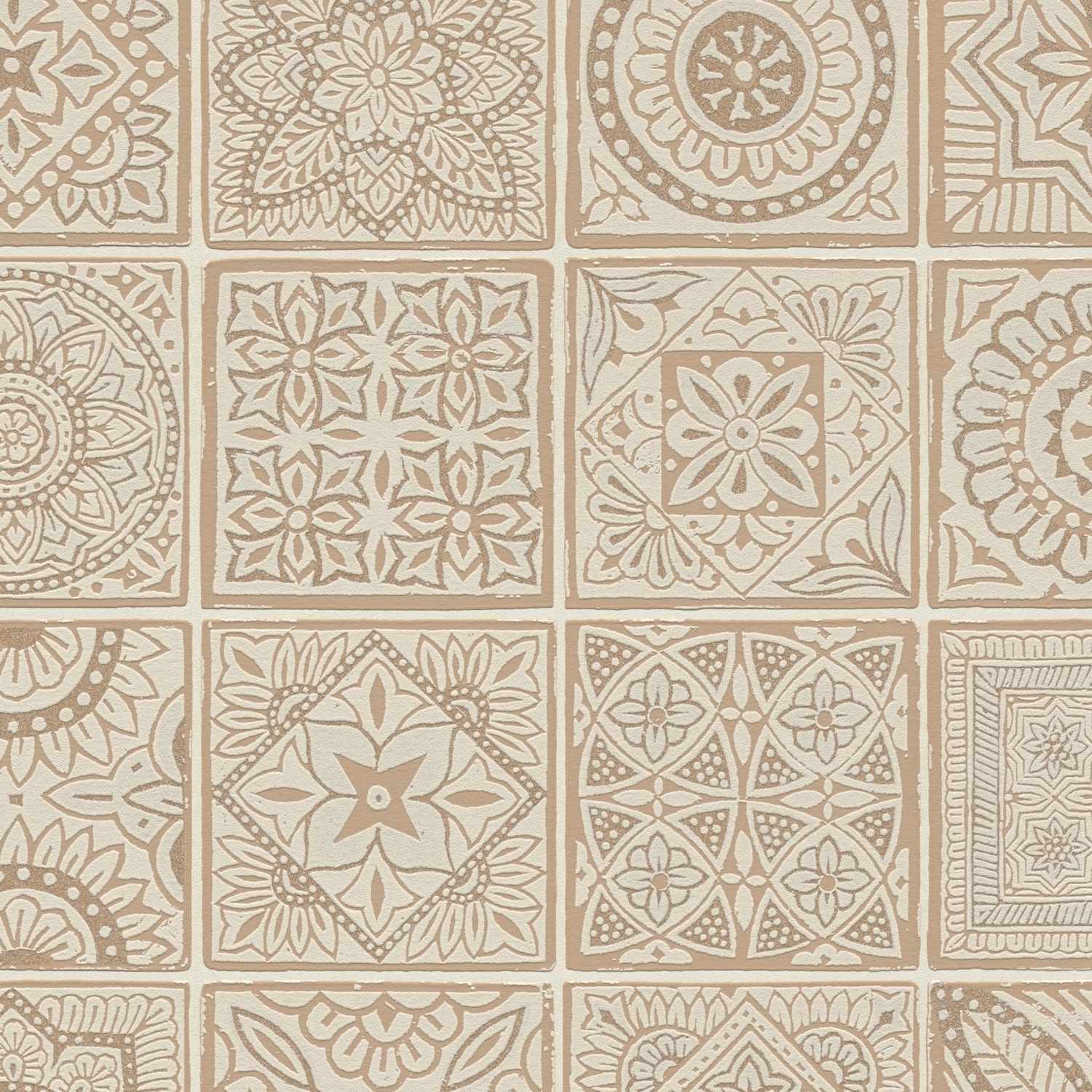 A.S. Creation Terra 389213 Papel pintado no tejido Imitación azulejo 10,05 x 0,53 m Rosa
