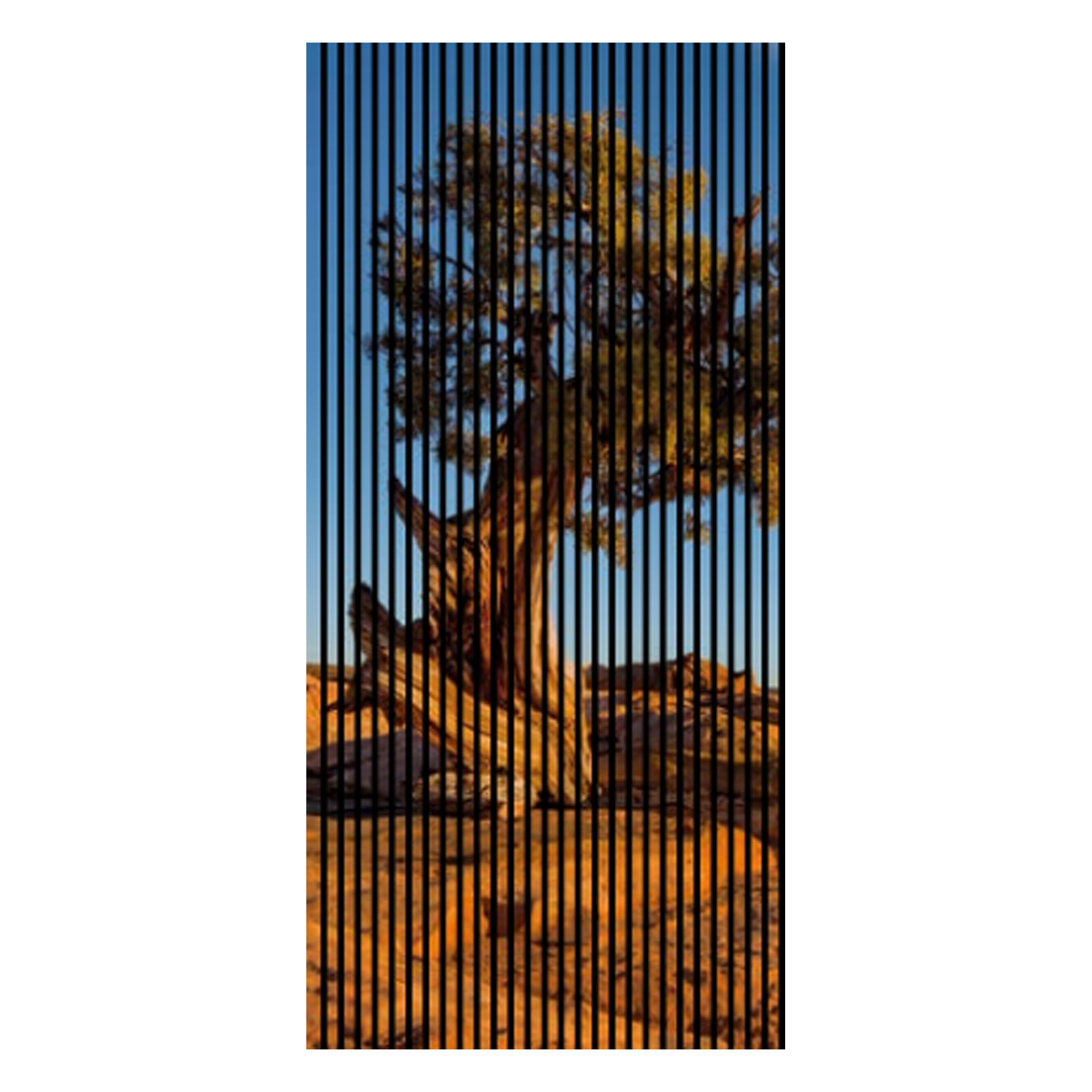 Paneles acústicos con impresión digital, estepa, árbol, cielo, paneles de pared en azul y marrón, disponibles en varios tamaños.