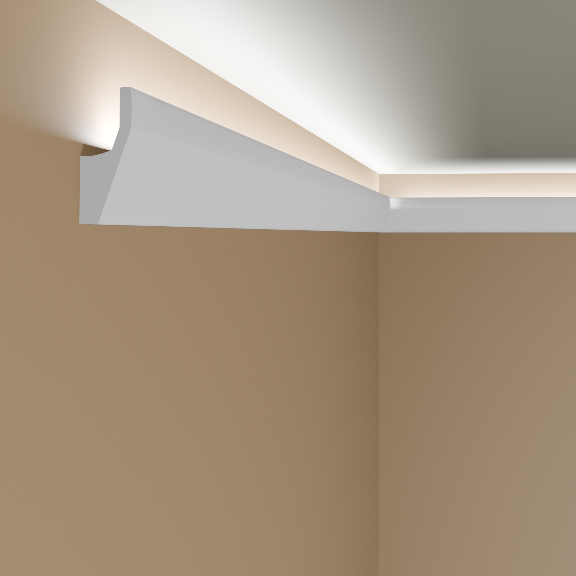 Tira de luz LED PROVISTON "NE118" 27 x 70 x 2000 mm, blanca, moldura de techo, cornisa moderna