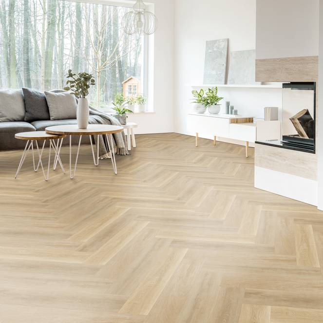Suelo vinílico Check One 2074H Prenzlau 592 x 148 x 5,5 mm, imitación madera, roble marrón claro (clic).
