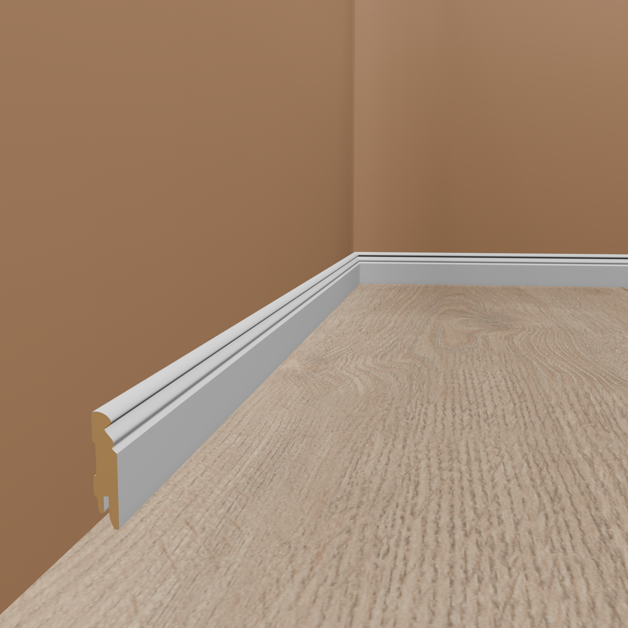 PROVISTON Rodapié Hamburgo 19 x 80 x 2500 mm Revestido con lámina Rodapié de MDF Perfil Berlín
