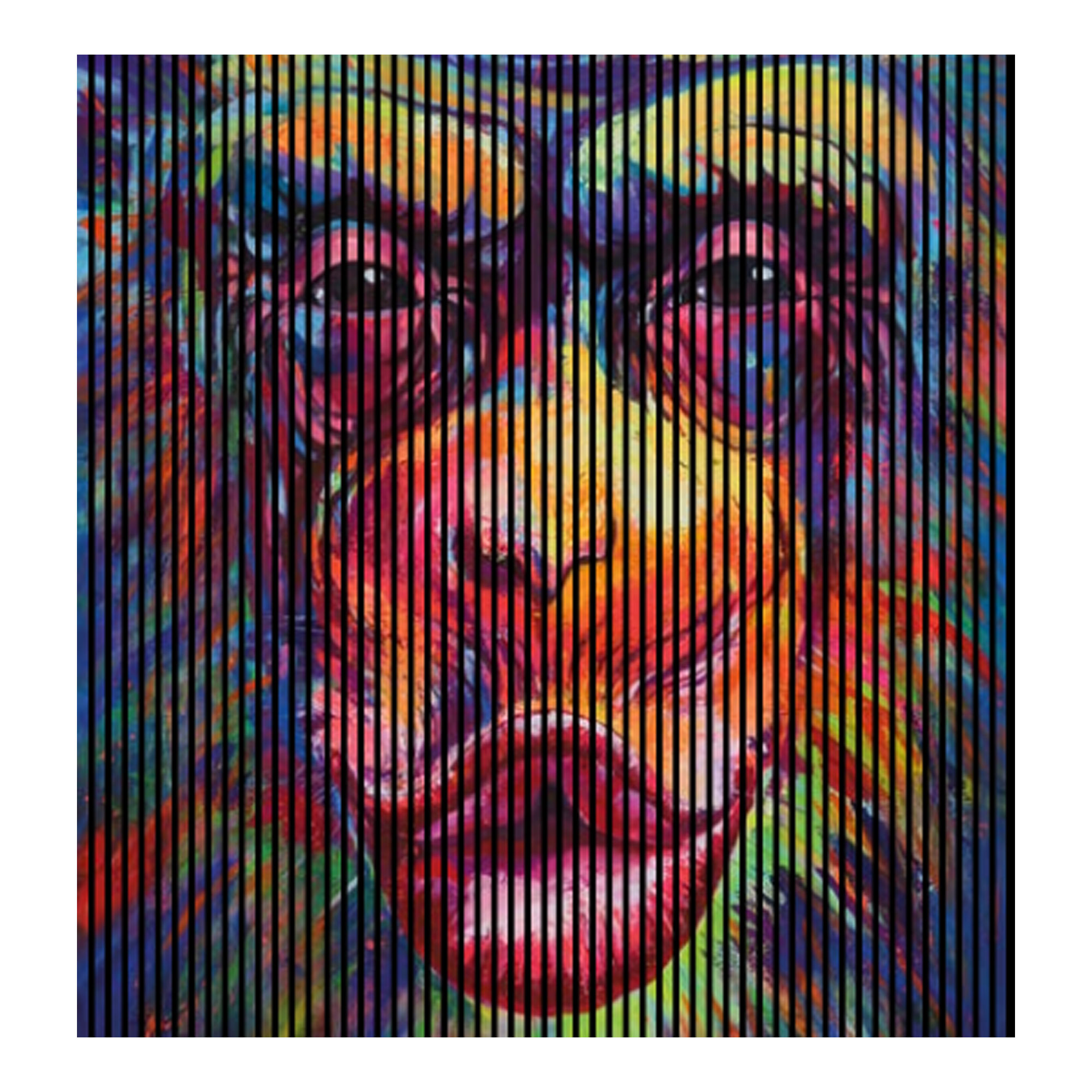 Paneles acústicos con impresión digital de un mono, paneles murales coloridos en varios tamaños.