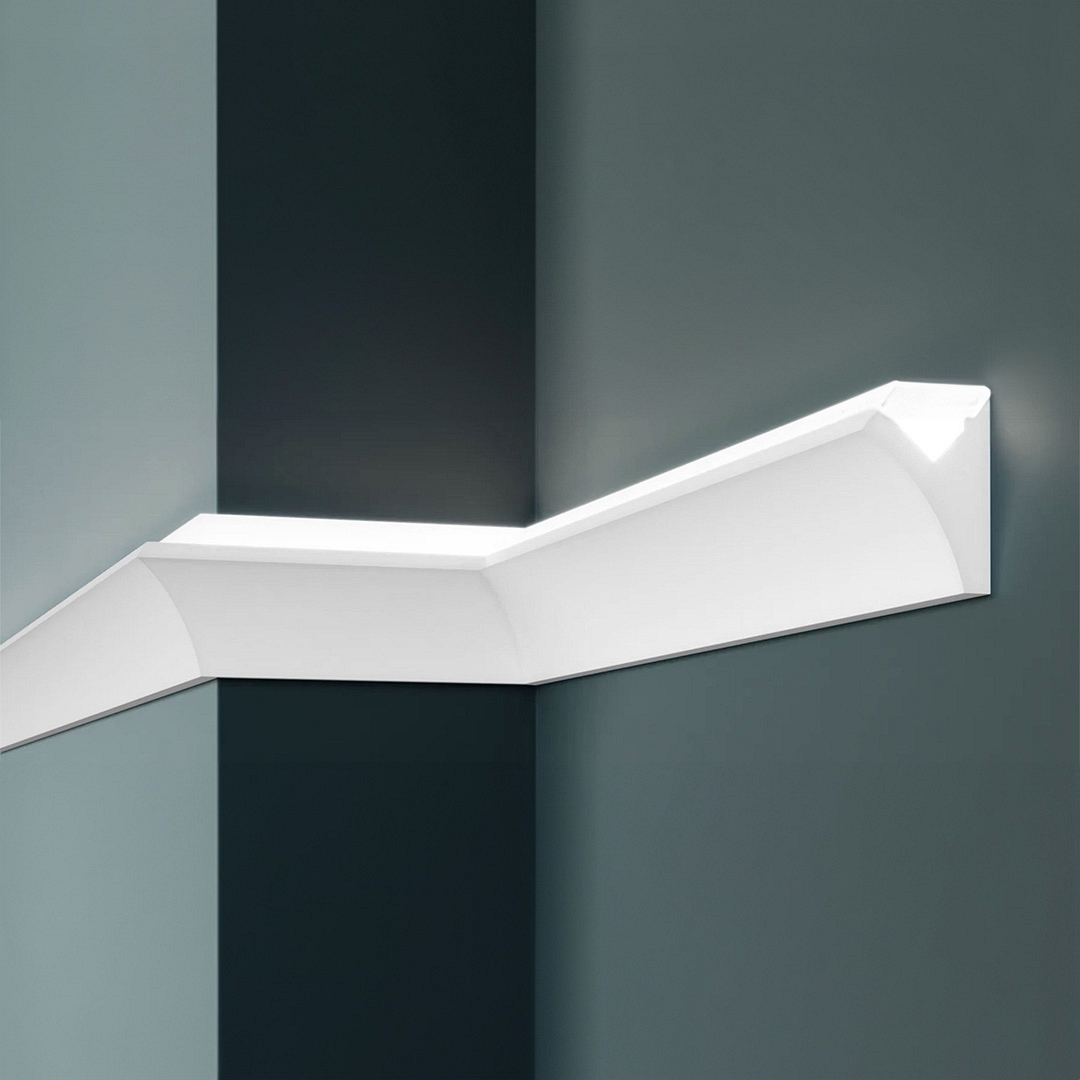 Tira de luz decorativa Elite Decor KD407 Tira de techo de poliestireno blanco de 100 x 60 x 1150 mm