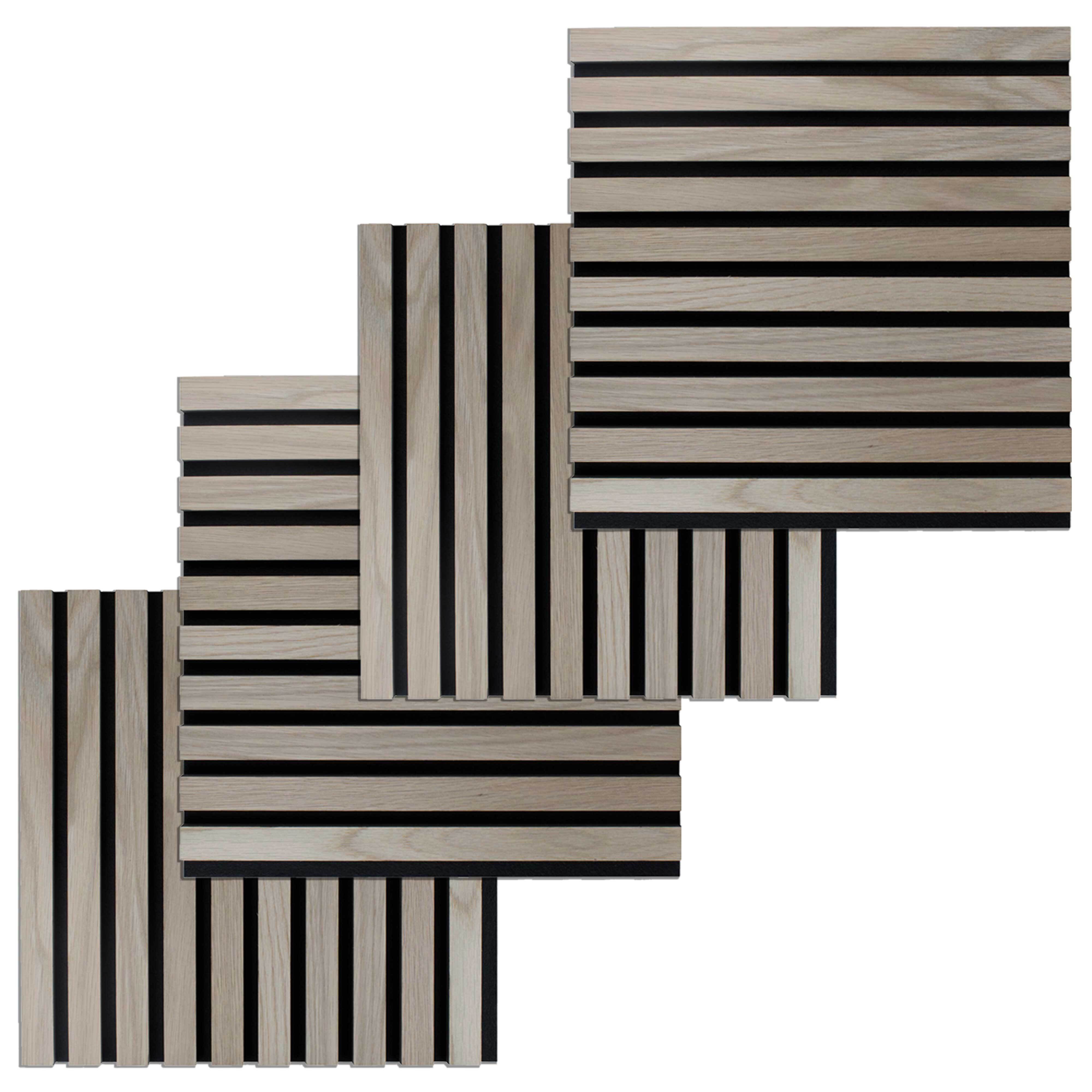 Juego de 4 paneles acústicos PROVISTON de 400 x 400 x 21 mm, paneles acústicos de pared de nogal chapados en MDF