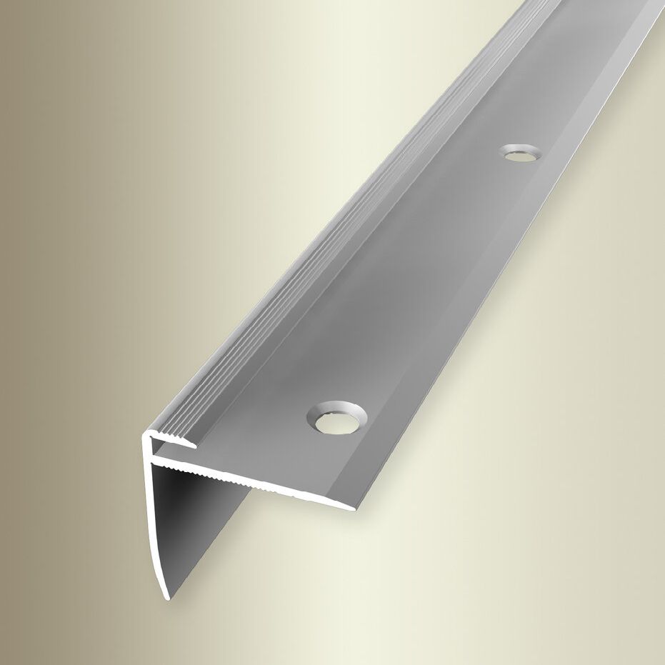 Perfiles angulares y de canto para escaleras Küberit, 27 mm de ancho, 2500 mm de largo, 3 mm de altura de canto, aluminio anodizado